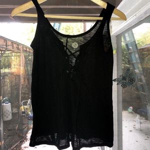 Black Lace Up Tank